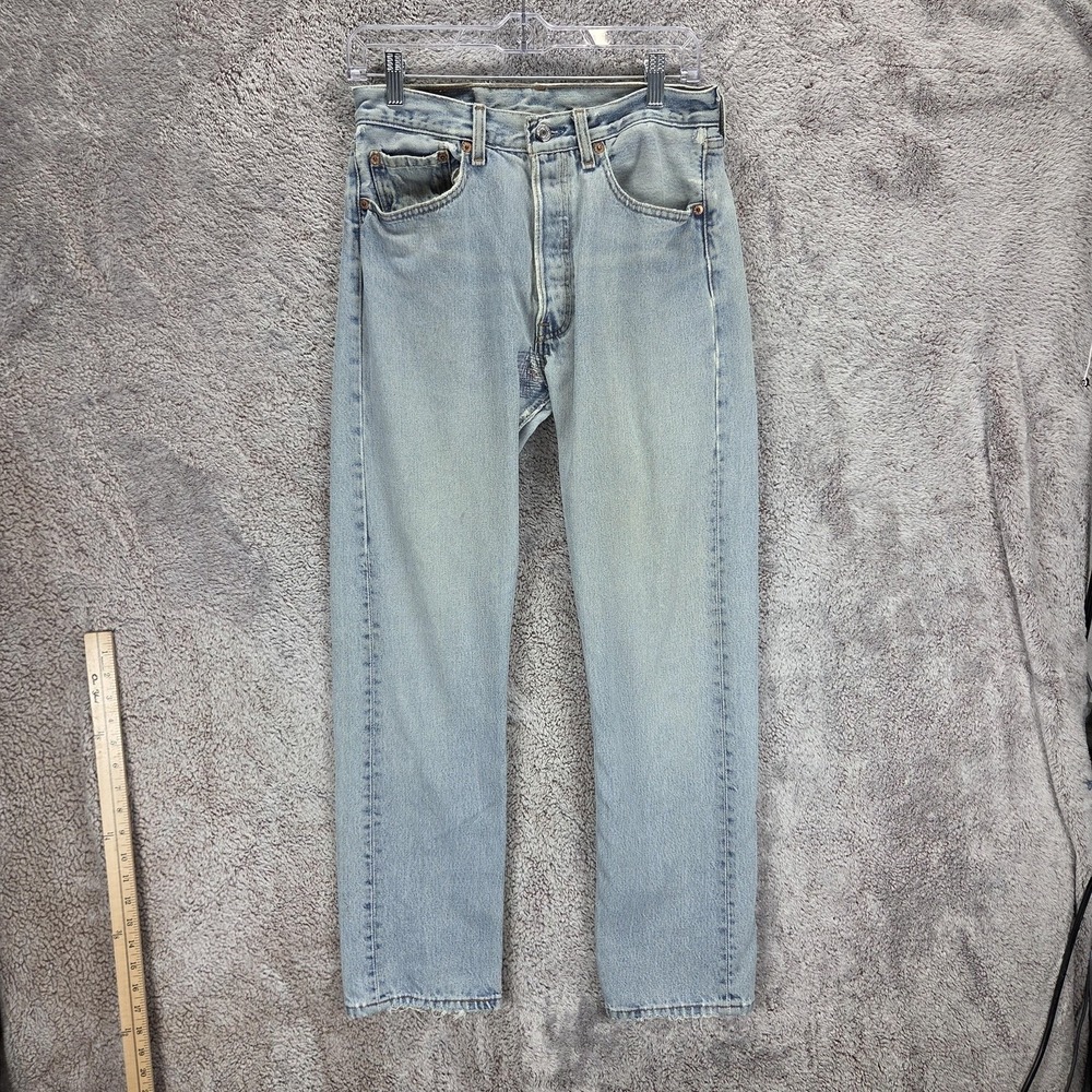 Vintage Levis 501 Jeans Womens Blue Light Wash Straight USA 90s Fits 28x30